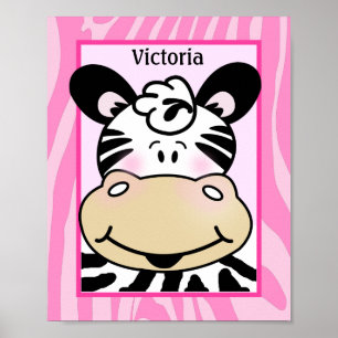 Zebra Stripe Pink Customized Nursery Art Print