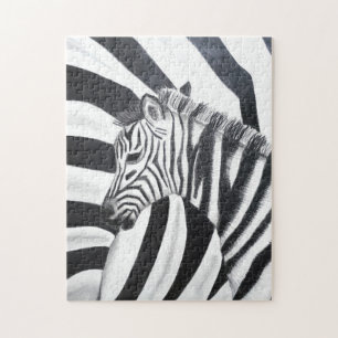 Zebra Stripe Safari Black and White Puzzle