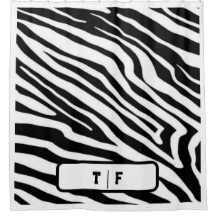 Zebra Stripe Skin Print Initial Monogram   Shower Curtain