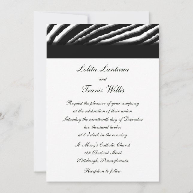Zebra Stripe Wedding Invitations (Front)