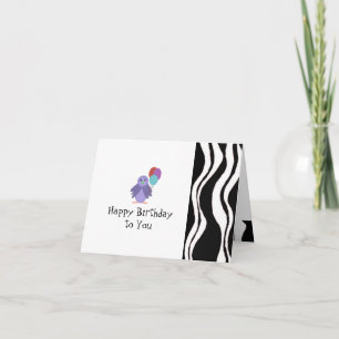 Zebra Stripe With Bird and Balloons Card