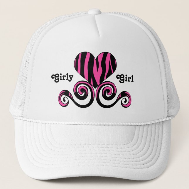 Zebra striped heart trucker hat (Front)