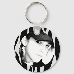 Zebra Striped Personalised Photo Keychain