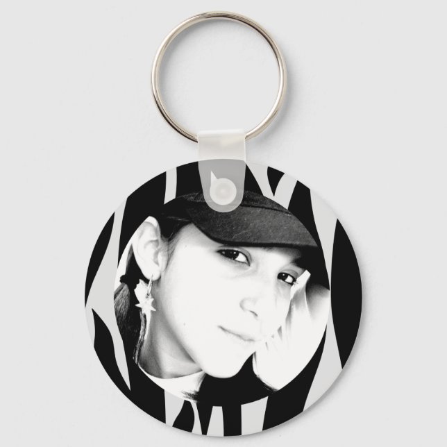 Zebra Striped Personalised Photo Keychain (Front)