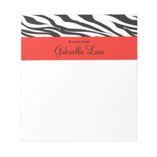 Zebra Striped with Red Personalised Notepad
