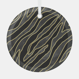 Zebra Stripes: Abstract Monochrome Seamless. Glass Tree Decoration