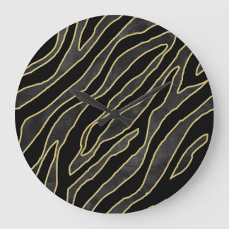 Zebra Stripes: Abstract Monochrome Seamless. Large Clock