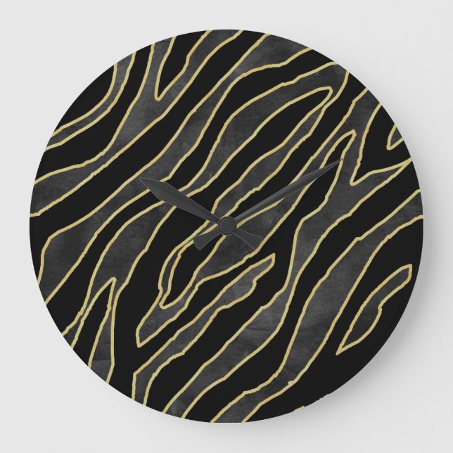 Zebra Stripes: Abstract Monochrome Seamless. Large Clock (Front)