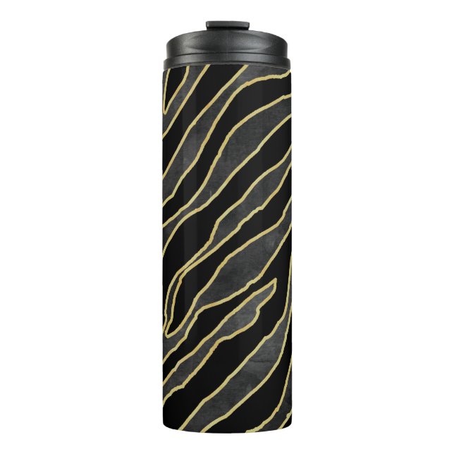 Zebra Stripes: Abstract Monochrome Seamless. Thermal Tumbler (Front)