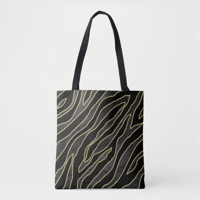 Zebra Stripes: Abstract Monochrome Seamless. Tote Bag (Front)