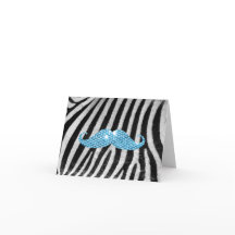 Zebra Stripes And Blue Bling Moustache