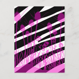 Zebra Stripes and Purple Meadow Flowers Postcard