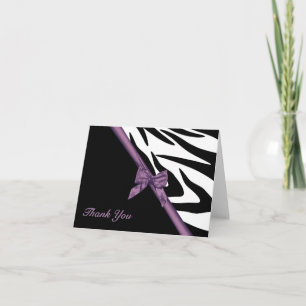 Zebra Stripes and Ribbon Thank You Note