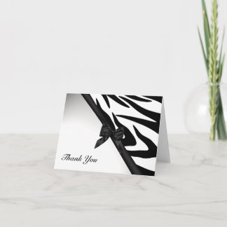 Zebra Stripes and Ribbon Thank You Note