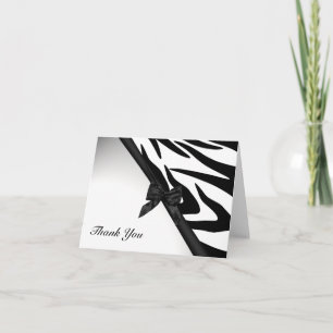 Zebra Stripes and Ribbon Thank You Note Card