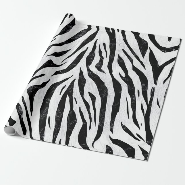 Zebra Stripes Animal Print Wrapping Paper (Unrolled)