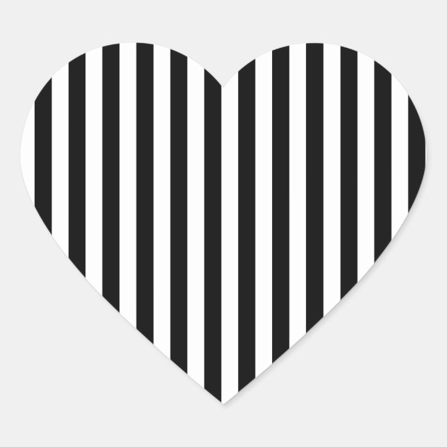 Zebra Stripes Any Colour Black White Heart Sticker (Front)