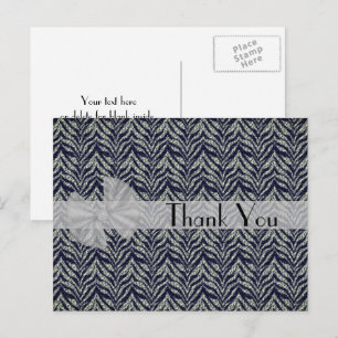 Zebra Stripes Black And Silver Thank You Postcard
