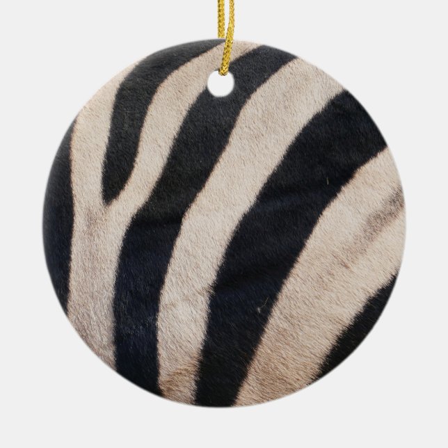 Zebra Stripes Black and White Ceramic Tree Decoration (Front)
