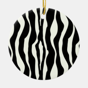 Zebra stripes - Black and White Ceramic Tree Decoration