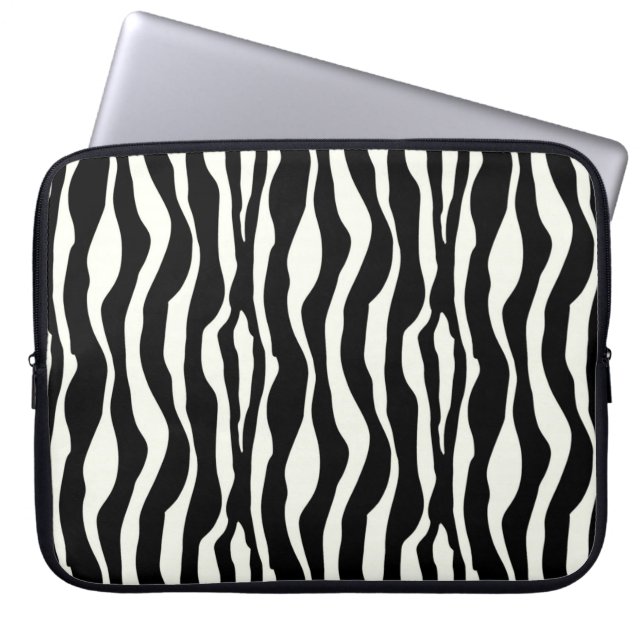 Zebra stripes - Black and White Laptop Sleeve (Front)