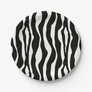 Zebra stripes - Black and White Paper Plate