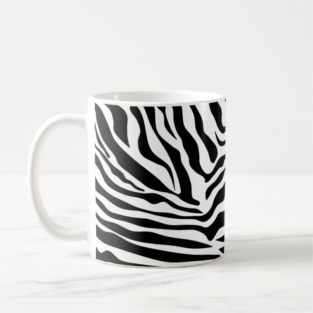 Zebra Stripes Black And White Wild Animal Print Coffee Mug (Left)