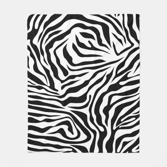 Zebra Stripes Black And White Wild Animal Print Fleece Blanket (Front)