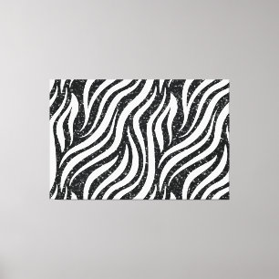 Zebra Stripes Black Glitter Wild Animals Print