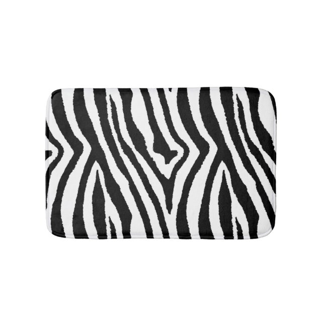 Zebra Stripes Black & White | Safari Animal Print Bath Mat (Front)