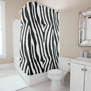 Zebra Stripes Black & White   Safari Animal Print Shower Curtain