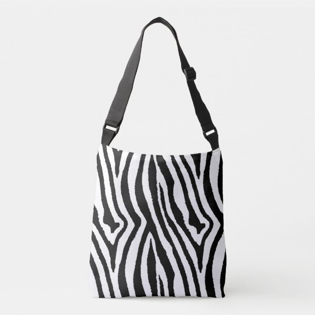 Zebra Stripes Black & White | Stylish Animal Print Crossbody Bag (Front)