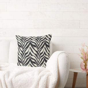 Zebra Stripes Black White Wild Safari Cushion