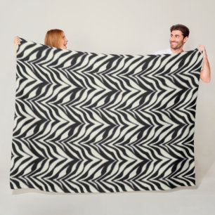 Zebra Stripes Black White Wild Safari Fleece Blanket