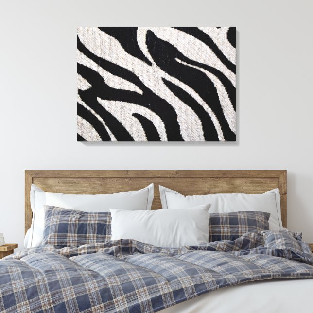 Zebra Stripes Black & White  Wrapped Canvas (Insitu(Bedroom))