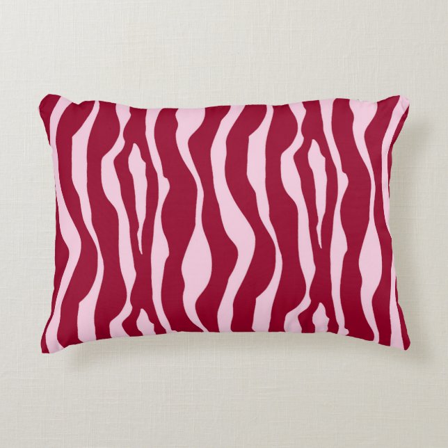Zebra stripes - Burgundy and Pink Decorative Cushion (Front)