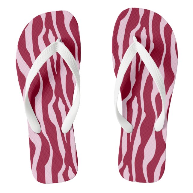 Zebra stripes - Burgundy and Pink Flip Flops (Footbed)