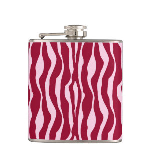 Zebra stripes - Burgundy and Pink Hip Flask
