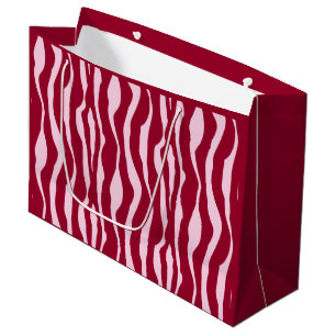 Zebra stripes - Burgundy and Pink Large Gift Bag