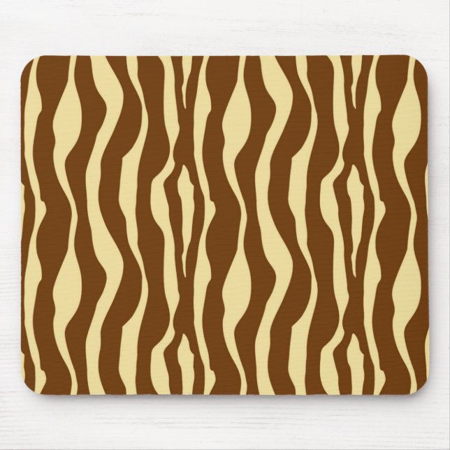 Zebra stripes - Chocolate Brown and Camel Tan Mouse Mat (Front)