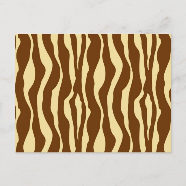 Zebra stripes - Chocolate Brown and Camel Tan Postcard (Front)