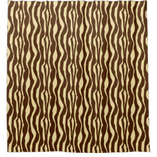 Zebra stripes - Chocolate Brown and Camel Tan Shower Curtain