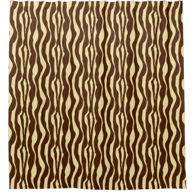 Zebra stripes - Chocolate Brown and Camel Tan Shower Curtain (Front)
