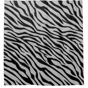 Zebra Stripes Click and Customise its Grey Colour Shower Curtain