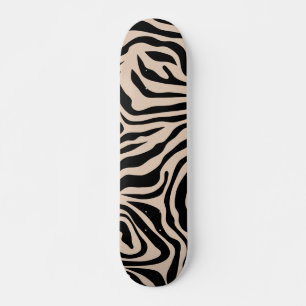 Zebra Stripes Cream Beige Black Wild Animal Skateboard