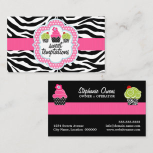 Zebra Stripes Cupcake Bakery Business Card