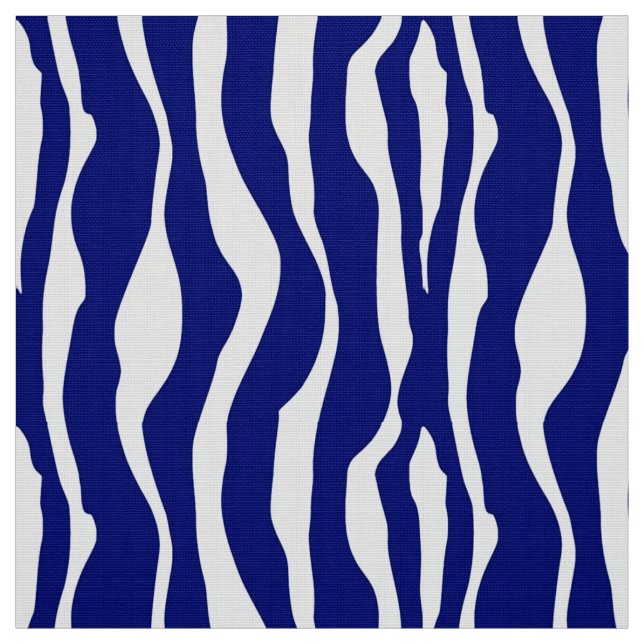 Zebra stripes - Dark Cobalt Blue and White Fabric (Swatch)