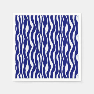 Zebra stripes - Dark Cobalt Blue and White Napkin