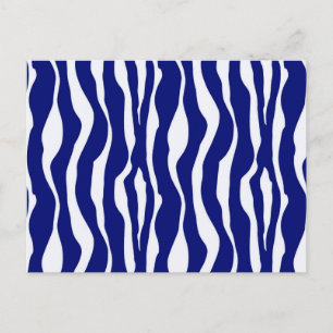 Zebra stripes - Dark Cobalt Blue and White Postcard