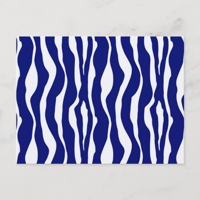 Zebra stripes - Dark Cobalt Blue and White Postcard (Front)